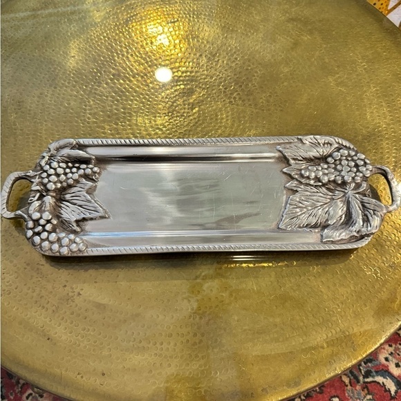 Betty Barrera Other - Vintage Betty Barrena Pewter Tray. Large Grape Leaf Tray w Handless